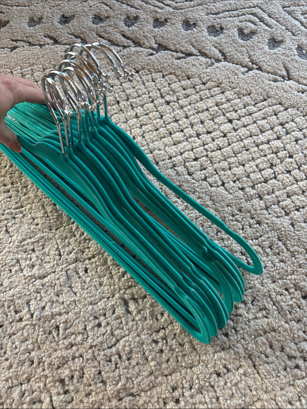 Teal Non-Slip Velvet Non-Slip Clothes Hangers - Set of 10 - Picture 2 of 4